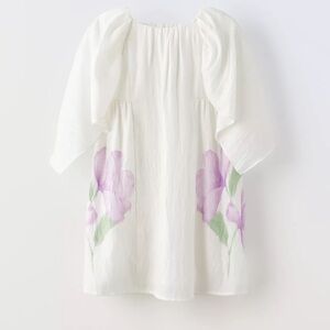 Zara Kids White Dress with Purple Floral Design size 11-12 years